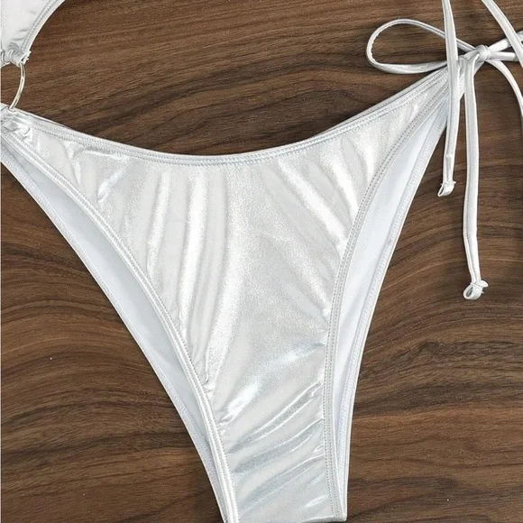 Brand New Shiny Silver One-Piece Swimsuit - SZ L - Picture 8 of 8